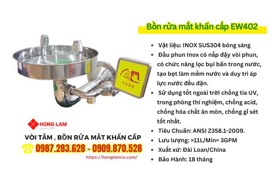 Ưu điểm nổi bật của bồn rửa mắt khẩn cấp EW402
