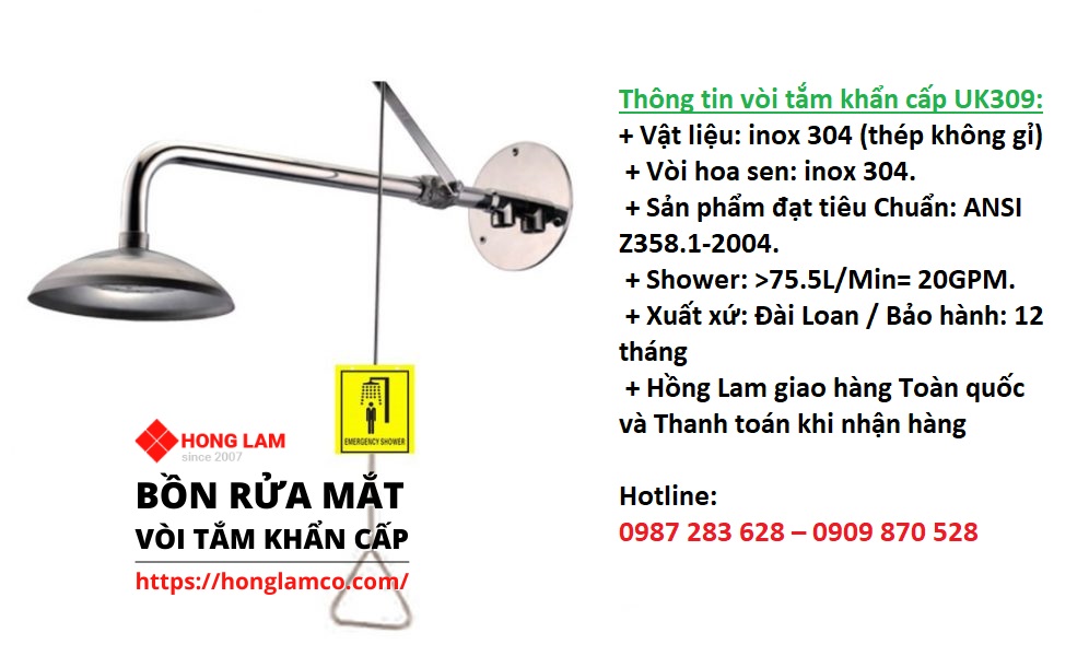 Địa chỉ bán vòi tắm khẩn cấp UK309 giá tốt tại TPHCM, Bình Dương
