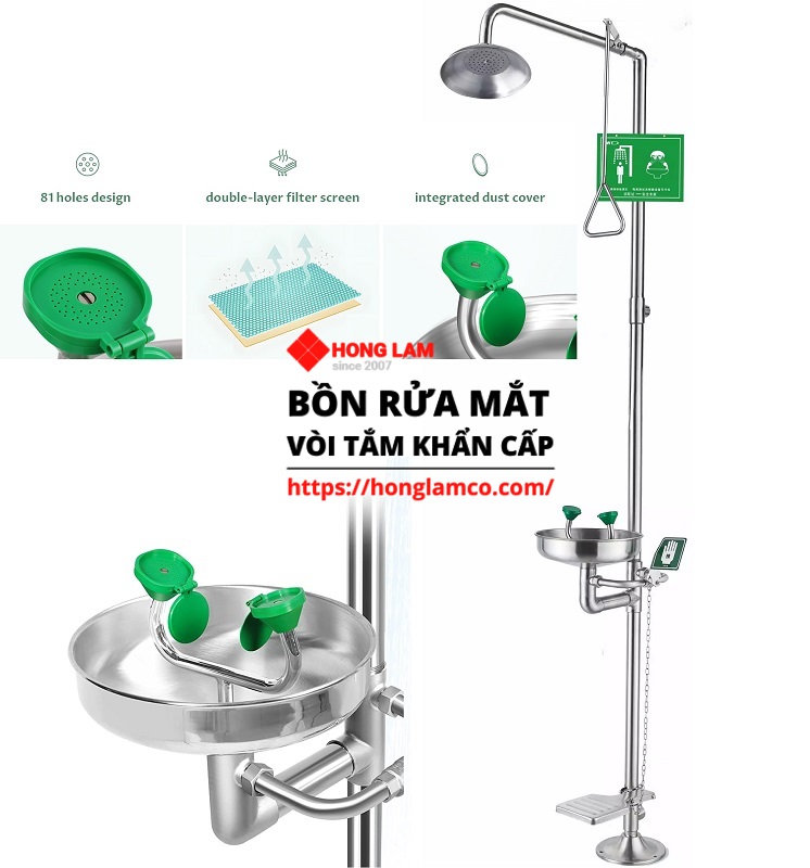 Lắp đặt vòi tắm kết hợp bồn rửa mắt khẩn cấp UK304a tại Tphcm